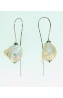 Orecchini perle barocche perno lungo in argento 925